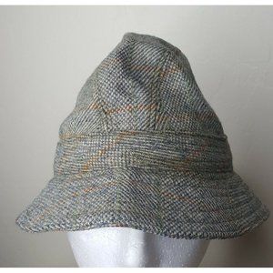 VTG Tweed Satin Lined Bucket Hipster Hat Size Small Greens Tans